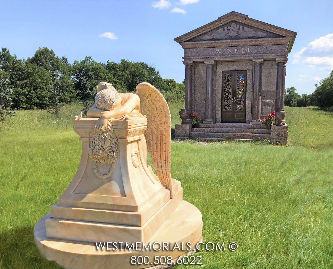 Winkle Granite Mausoleum and Marble Angel - West Memorials